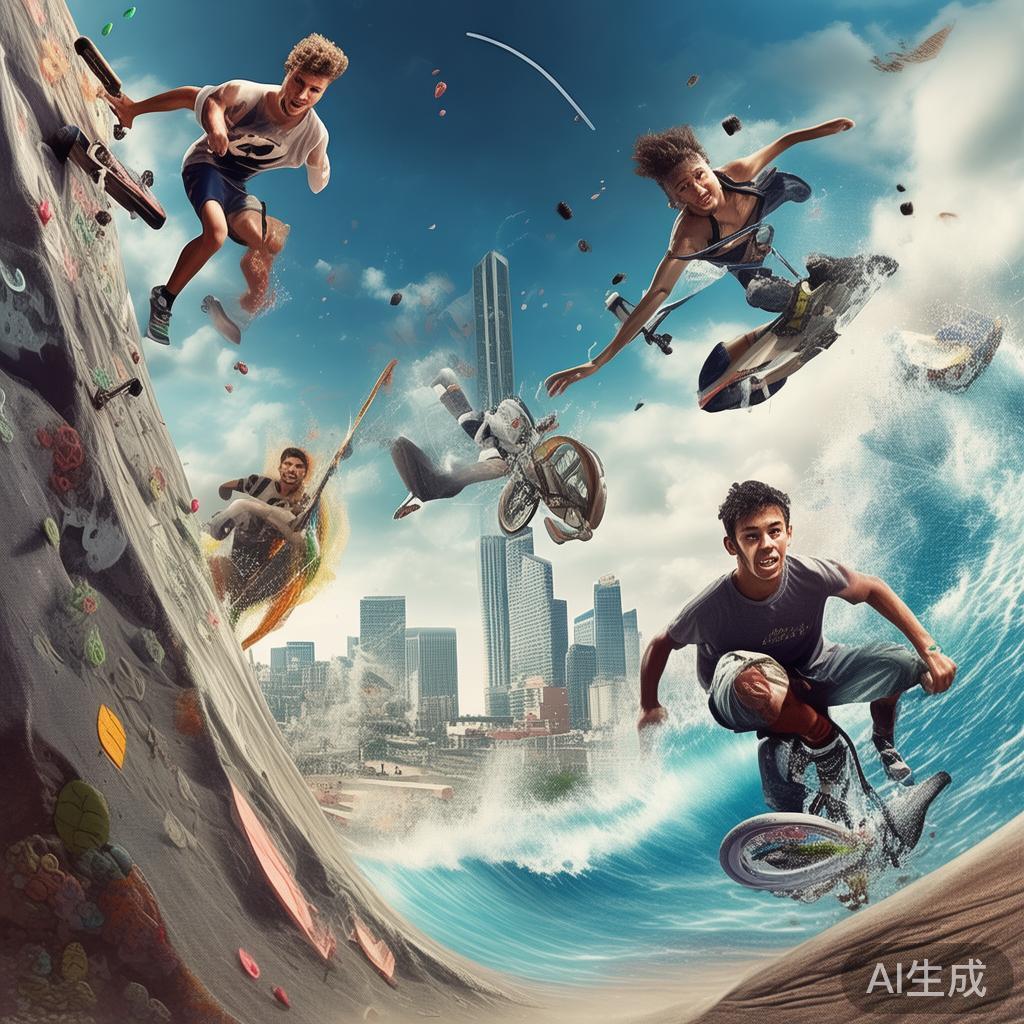 极限运动：滑板、攀岩、冲浪、&nbsp;BMX&nbsp;骑行等新兴激